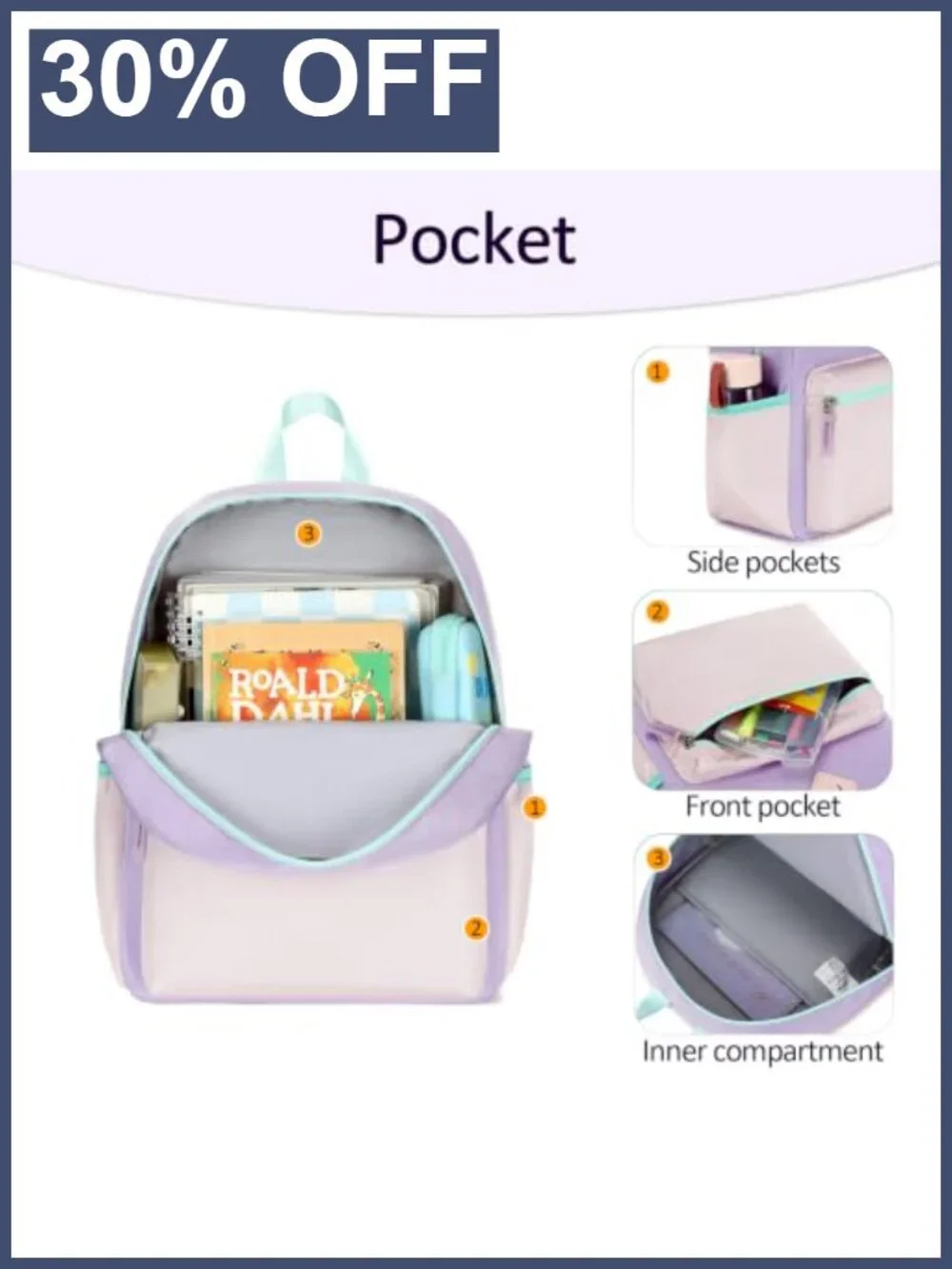 Kids' Backpack for Girls Preschool School Bookbag Water Resistant 14